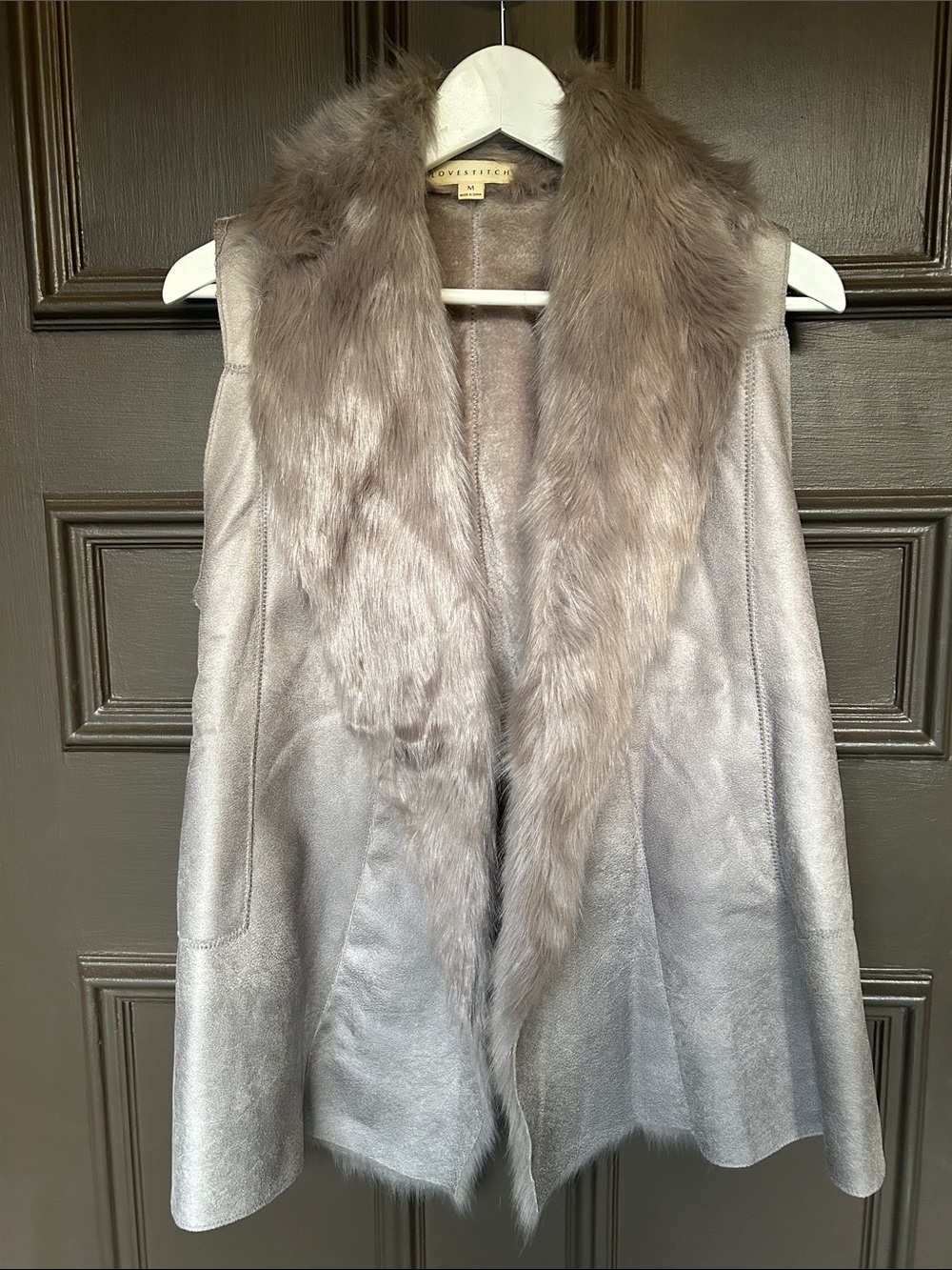Light Grey-silver faux fur vest